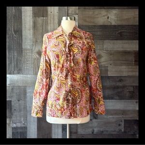 Sundance button down top medium boho chic floral paisley western coastal cowgirl